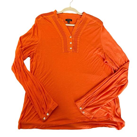 J.‎ Peterman Size XL Blouse Top Orange Button Light Breathable Career  Casual - Picture 3 of 8